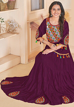 Navratri Special Rayon Lehenga in Purple