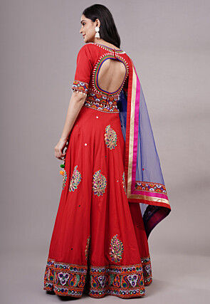 Navratri Special Rayon Lehenga in Red