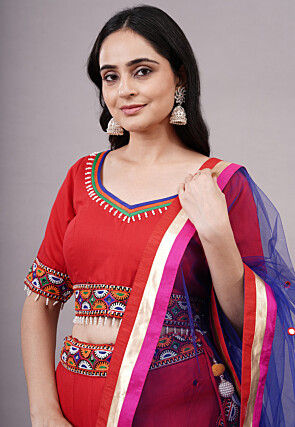 Navratri Special Rayon Lehenga in Red