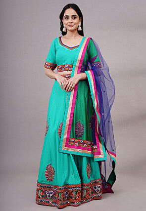 Navratri Special Rayon Lehenga in Turquoise