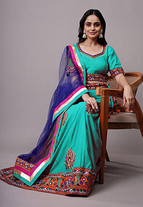 Navratri Special Rayon Lehenga in Turquoise