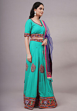 Navratri Special Rayon Lehenga in Turquoise