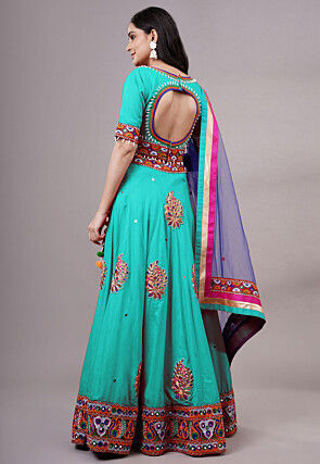 Navratri Special Rayon Lehenga in Turquoise