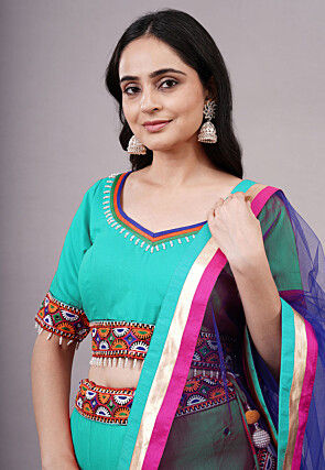 Navratri Special Rayon Lehenga in Turquoise