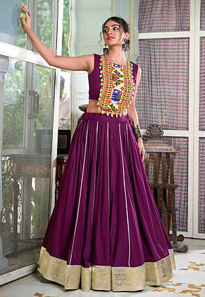 Navratri Special Rayon Lehenga in Wine