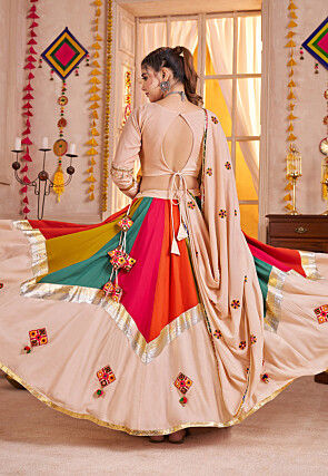 Navratri Special Viscose Cotton Lehenga in Beige