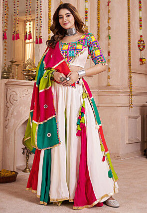 Navratri Special Viscose Cotton Lehenga in Multicolor