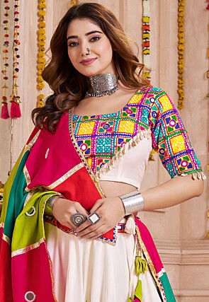 Navratri Special Viscose Cotton Lehenga in Multicolor