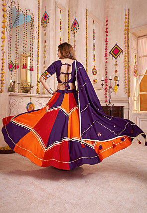Navratri Special Viscose Cotton Lehenga in Multicolor
