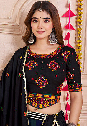 Navratri Special Viscose Cotton Lehenga in Multicolor