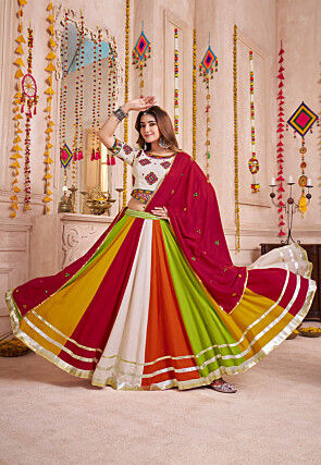 Navratri Special Viscose Cotton Lehenga in Multicolor