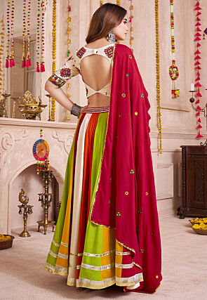 Navratri Special Viscose Cotton Lehenga in Multicolor