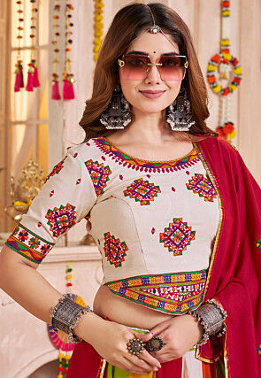 Navratri Special Viscose Cotton Lehenga in Multicolor