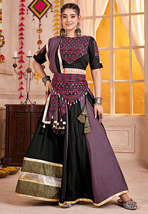 Navratri Special Viscose Cotton Lehenga in Multicolor