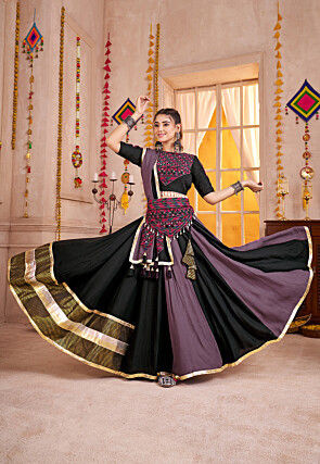 Navratri Special Viscose Cotton Lehenga in Multicolor