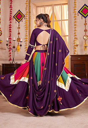 Navratri Special Viscose Cotton Lehenga in Purple