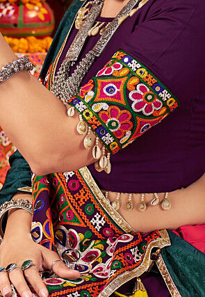 Navratri Special Viscose Cotton Lehenga in Red and Purple