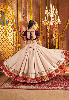 Navratri Special Viscose Rayon Lehenga in Beige