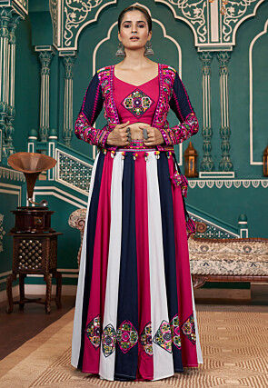 Navratri Special Viscose Rayon Lehenga in Multicolor