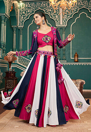 Navratri Special Viscose Rayon Lehenga in Multicolor