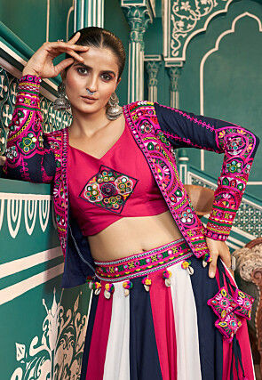 Navratri Special Viscose Rayon Lehenga in Multicolor