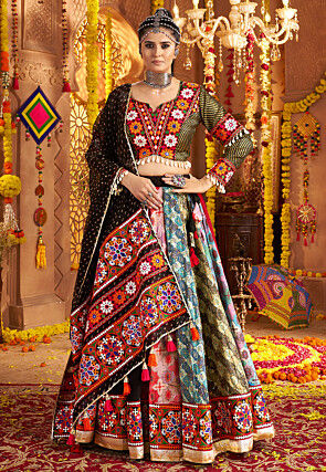 Navratri Special Viscose Rayon Lehenga in Multicolor