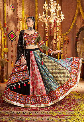 Navratri Special Viscose Rayon Lehenga in Multicolor