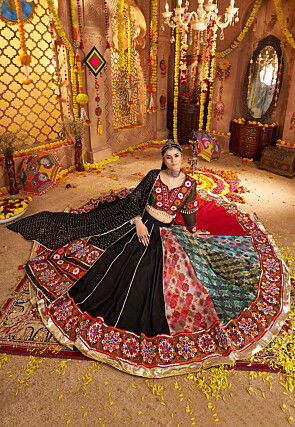 Navratri Special Viscose Rayon Lehenga in Multicolor