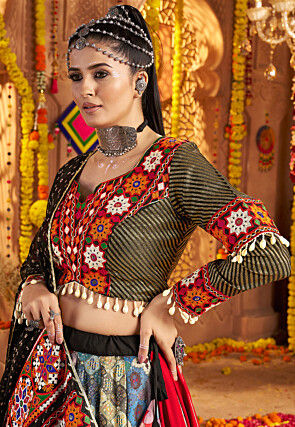 Navratri Special Viscose Rayon Lehenga in Multicolor