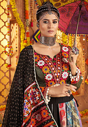 Navratri Special Viscose Rayon Lehenga in Multicolor