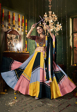 Navratri Special Viscose Rayon Lehenga in Multicolor