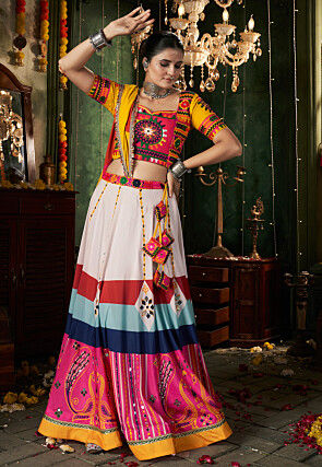 Navratri Special Viscose Rayon Lehenga in Multicolor