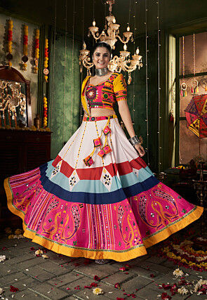 Navratri Special Viscose Rayon Lehenga in Multicolor