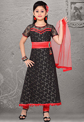Net Salwar Set in Black