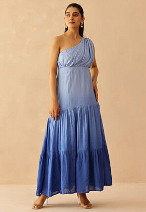 Omber Cotton Dress in Blue