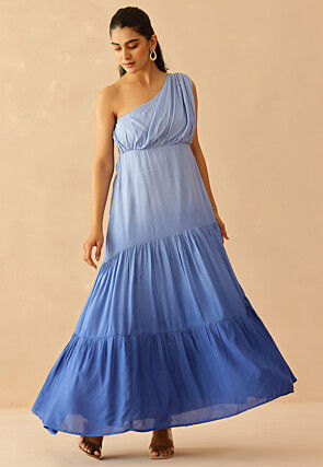 Omber Cotton Dress in Blue