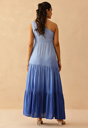 Omber Cotton Dress in Blue