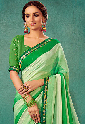 Ombre Chiffon Saree in Green
