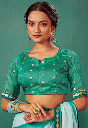 Ombre Chiffon Saree in Sea Green