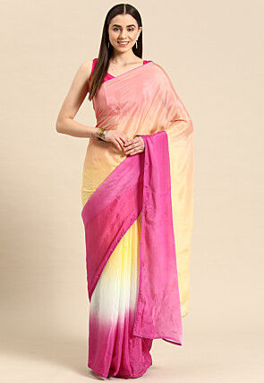 Ombre Chinon Chiffon Saree in Multicolor
