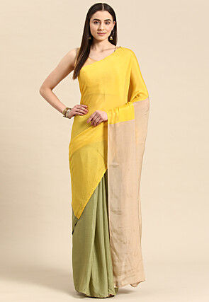 Ombre Chinon Chiffon Saree in Multicolor