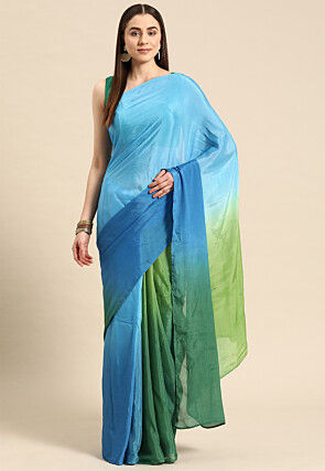 Ombre Chinon Chiffon Saree in Multicolor