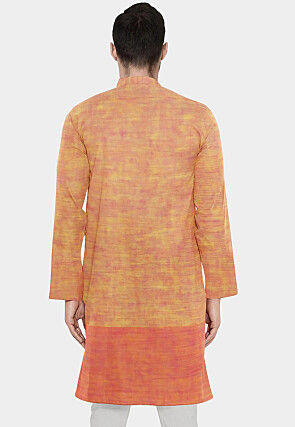 Ombre Dyed Cotton Straight Kurta in Shaded Orange