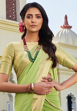 Ombre Georgette Saree in Light Green 