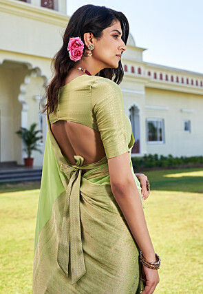 Ombre Georgette Saree in Light Green 
