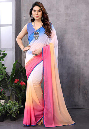 Ombre Georgette Saree in Multicolor