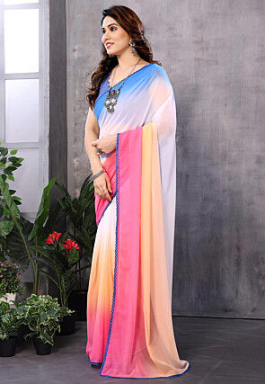 Ombre Georgette Saree in Multicolor