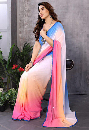 Ombre Georgette Saree in Multicolor