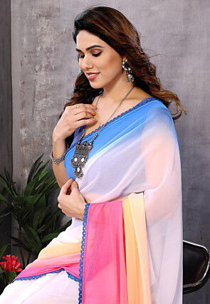 Ombre Georgette Saree in Multicolor