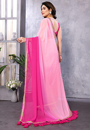 Ombre Georgette Saree in Pink Ombre